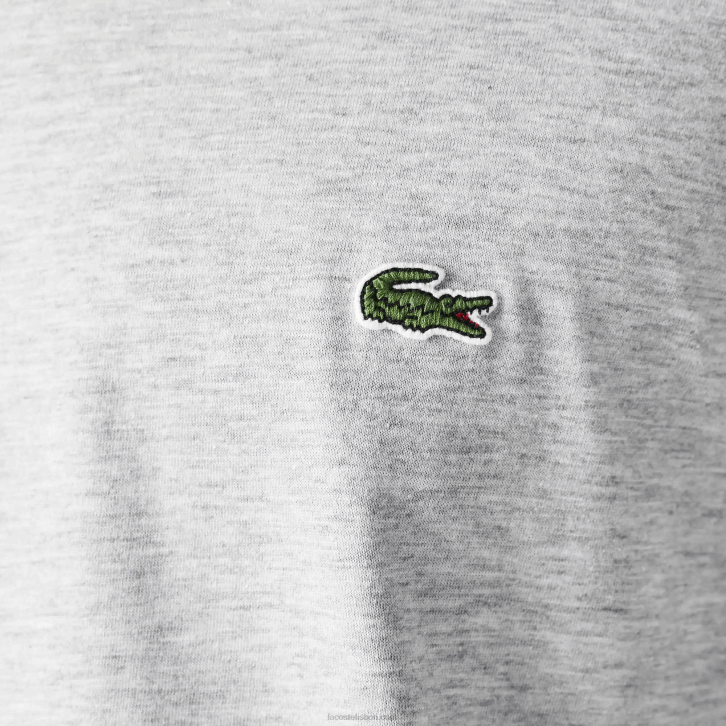 homens Lacoste chine cinza cca camiseta leve de algodão pima com decote em v 08D0677