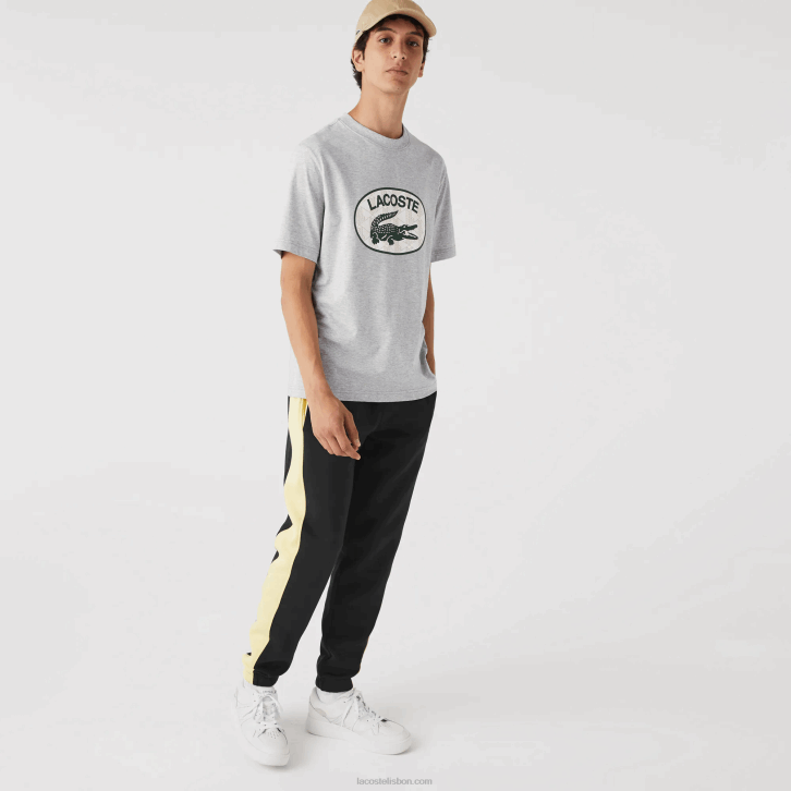 homens Lacoste chine cinza cca camiseta regular fit com estampa de monograma de marca 08D0579