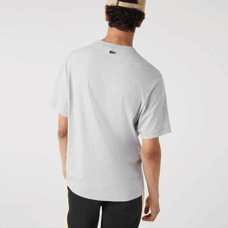 homens Lacoste chine cinza cca camiseta regular fit com estampa de monograma de marca 08D0579