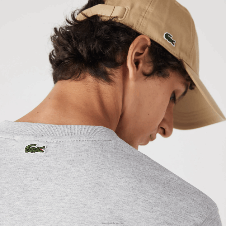 homens Lacoste chine cinza cca camiseta regular fit com estampa de monograma de marca 08D0579