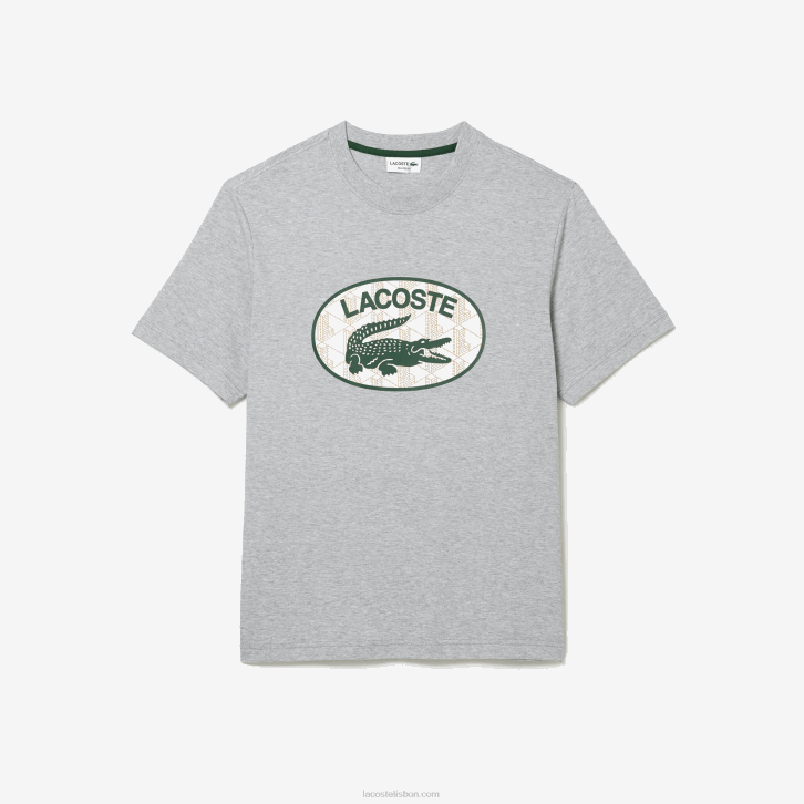 homens Lacoste chine cinza cca camiseta regular fit com estampa de monograma de marca 08D0579
