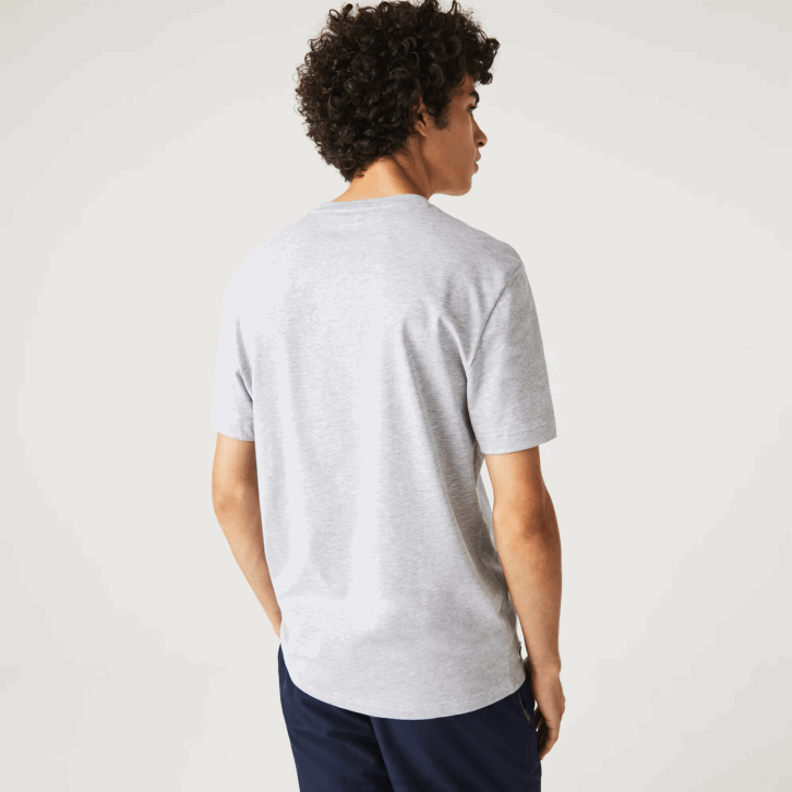 homens Lacoste chine cinza cca camiseta regular fit xl com estampa de crocodilo 08D0572