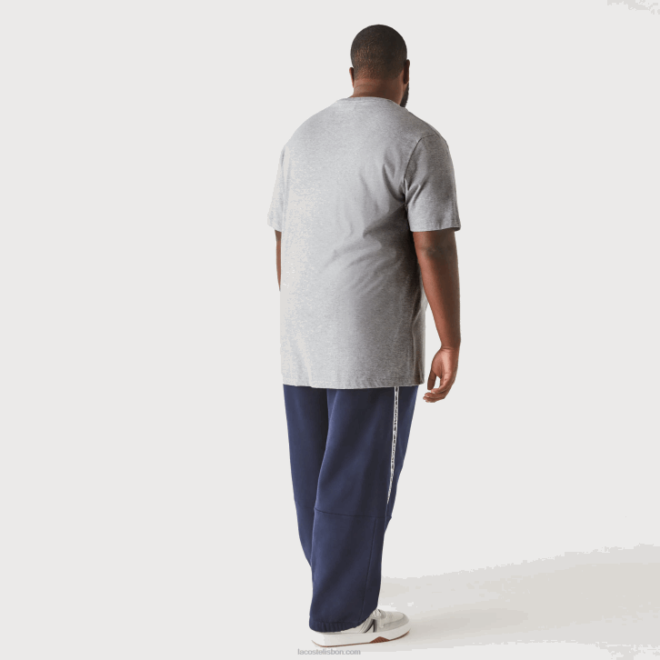 homens Lacoste chine cinza cca t-shirt de jérsei de algodão xl gola redonda 08D0757