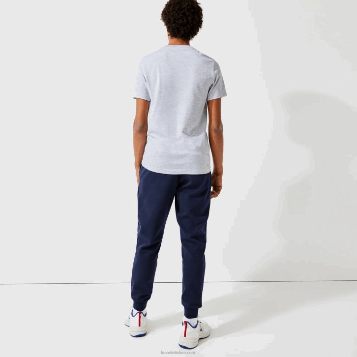 homens Lacoste cinza chine azul vermelho 7ku camiseta esportiva respirável com estampa de tênis decote careca 08D0793