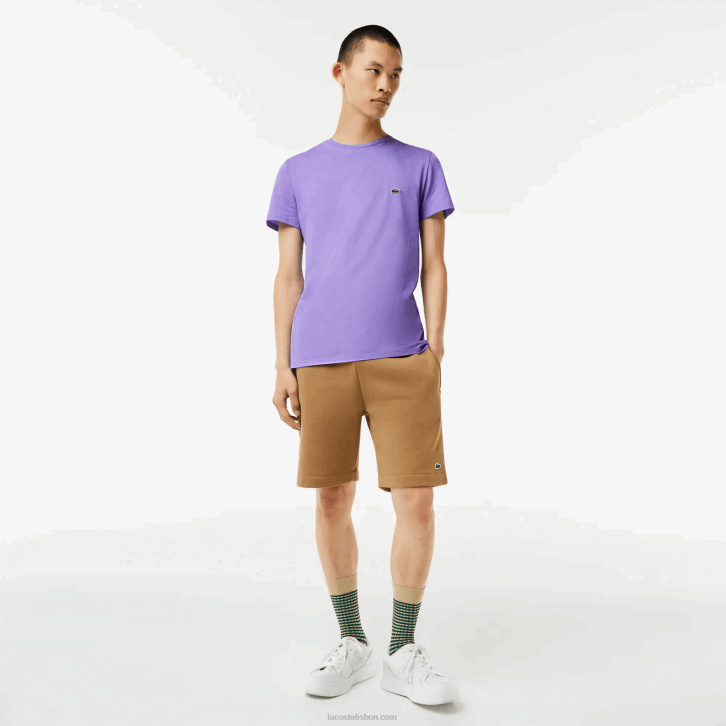 homens Lacoste gfu roxo camiseta de jérsei de algodão pima decote careca 08D0882