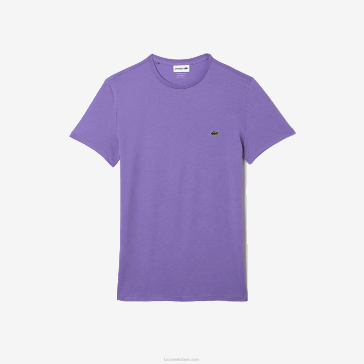 homens Lacoste gfu roxo camiseta de jérsei de algodão pima decote careca 08D0882