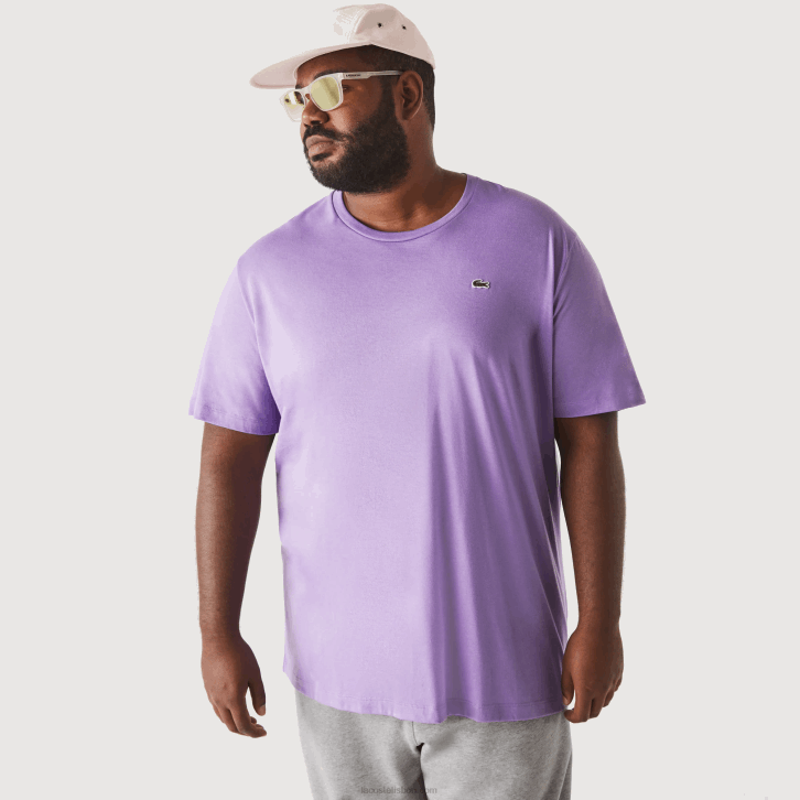 homens Lacoste gfu roxo t-shirt de jérsei de algodão xl gola redonda 08D0829