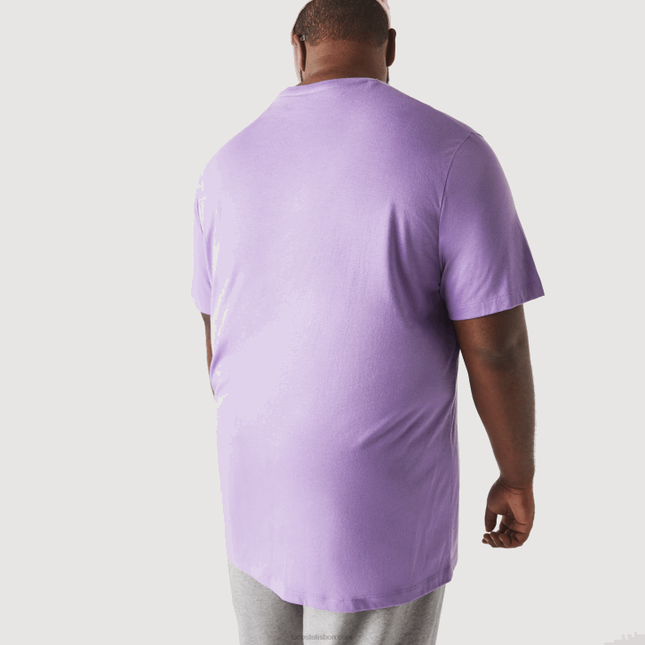 homens Lacoste gfu roxo t-shirt de jérsei de algodão xl gola redonda 08D0829