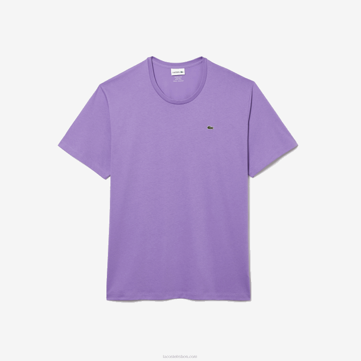 homens Lacoste gfu roxo t-shirt de jérsei de algodão xl gola redonda 08D0829