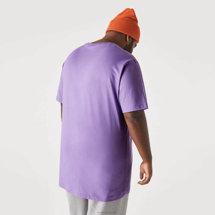 homens Lacoste gfu roxo xl regular fit pima camiseta de jérsei de algodão 08D0822