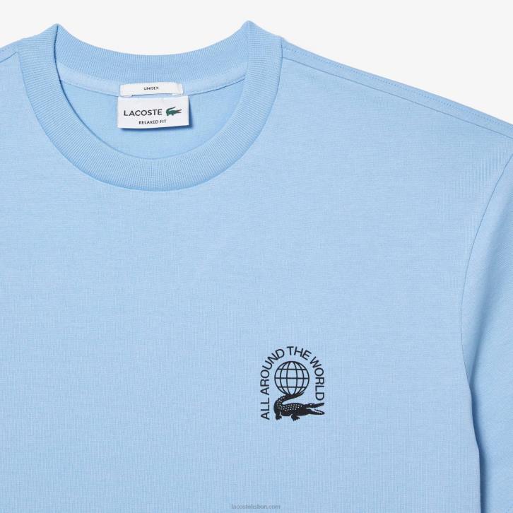 homens Lacoste hbp azul camiseta de jérsei de algodão orgânico de ajuste relaxado 08D0225