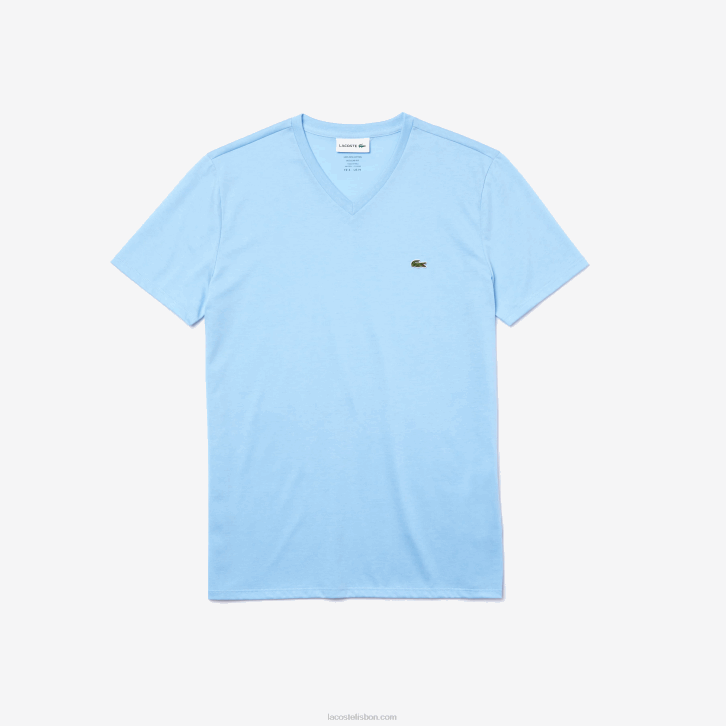 homens Lacoste hbp azul camiseta de jérsei de algodão pima com decote v 08D0624