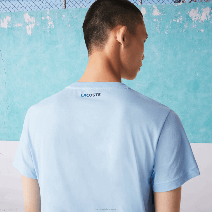 homens Lacoste hbp azul camiseta esporte novak djokovic croco algodão orgânico 08D0872