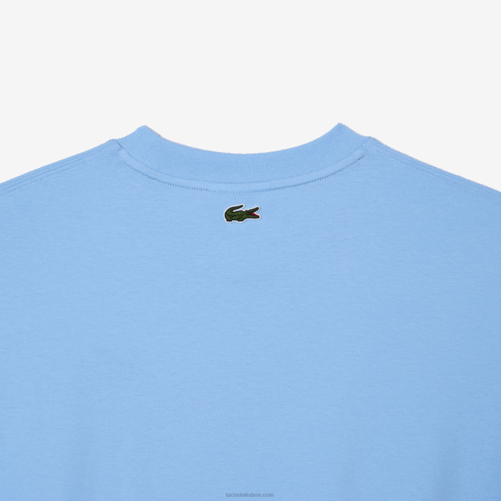homens Lacoste hbp azul camiseta gola redonda com estampa de crocodilo 08D0255