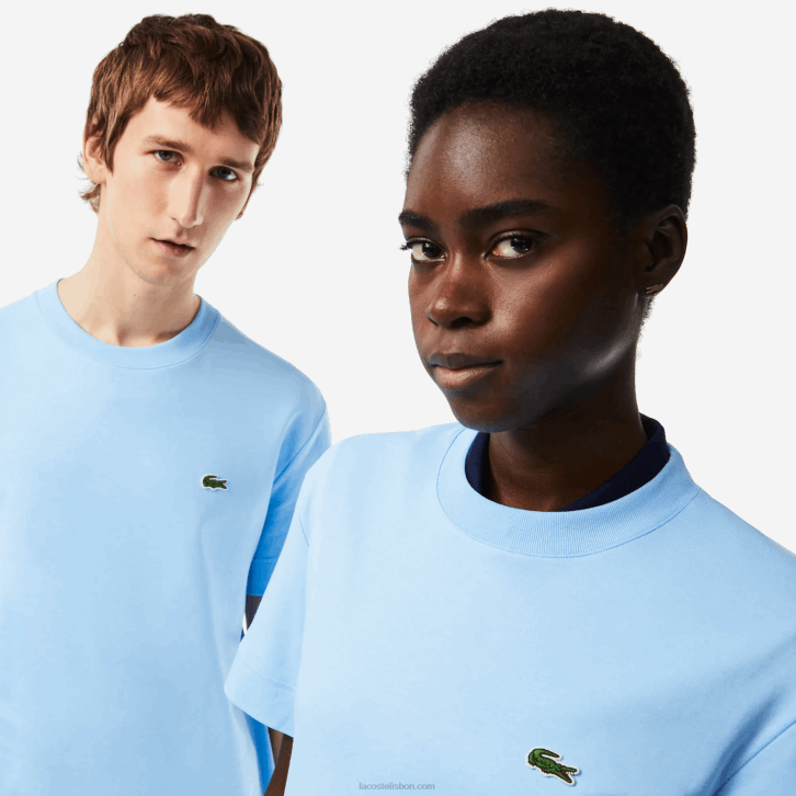 homens Lacoste hbp azul camiseta gola redonda de algodão orgânico 08D0735