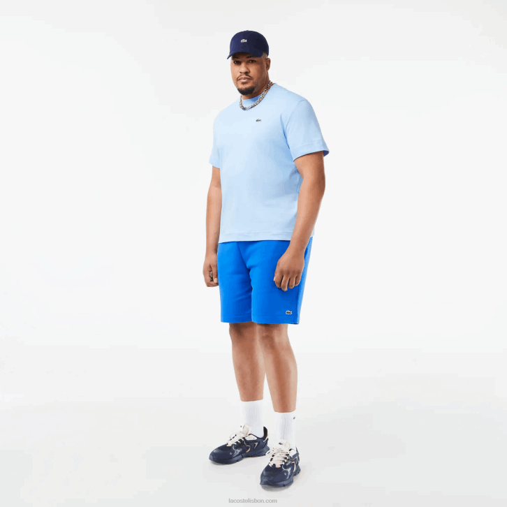 homens Lacoste hbp azul camiseta gola redonda de algodão orgânico 08D0735
