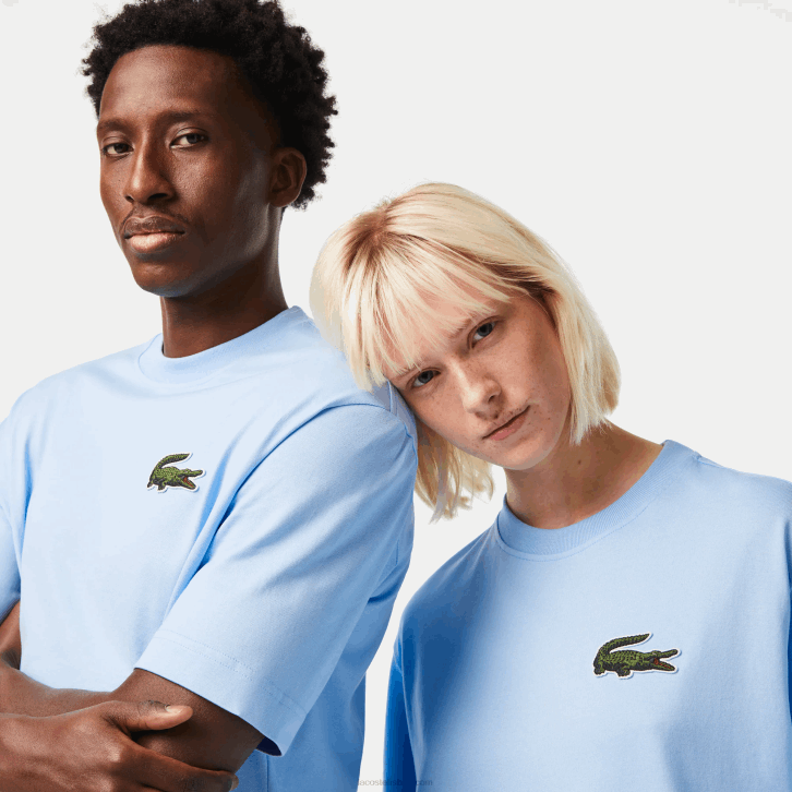 homens Lacoste hbp azul t-shirt de algodão orgânico de crocodilo de ajuste solto 08D076