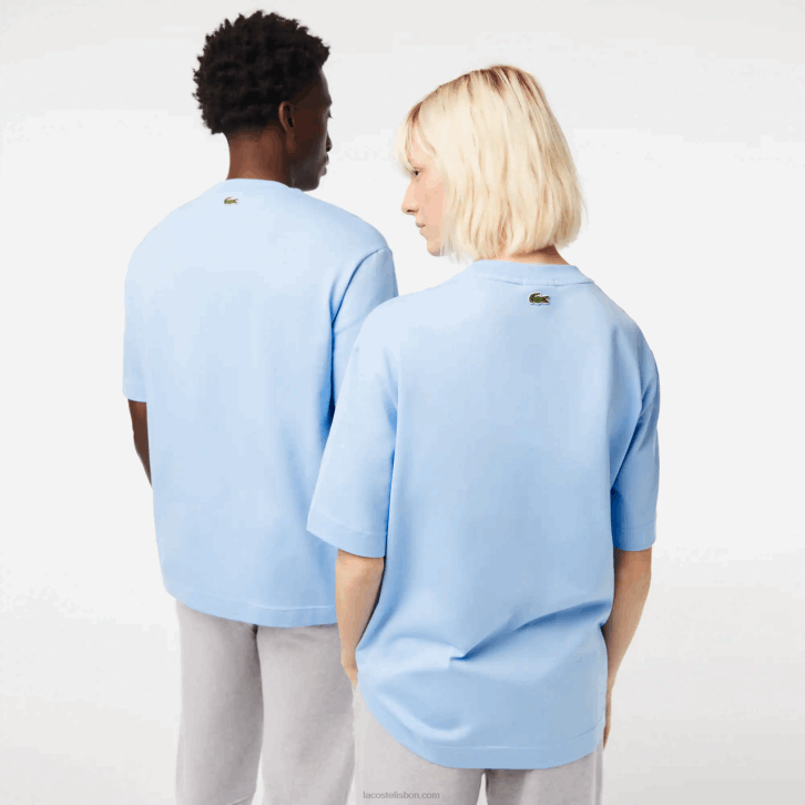 homens Lacoste hbp azul t-shirt de algodão orgânico de crocodilo de ajuste solto 08D076