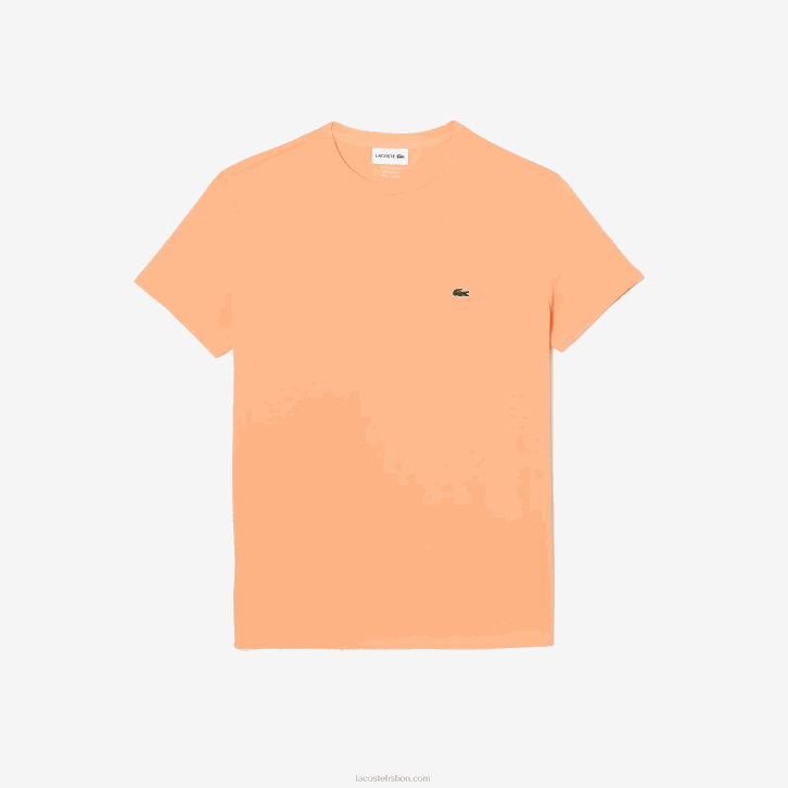 homens Lacoste heb laranja claro camiseta de jérsei de algodão pima decote careca 08D062