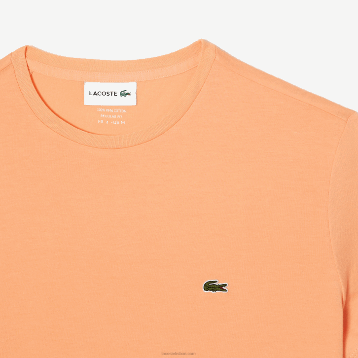 homens Lacoste heb laranja claro camiseta de jérsei de algodão pima decote careca 08D062