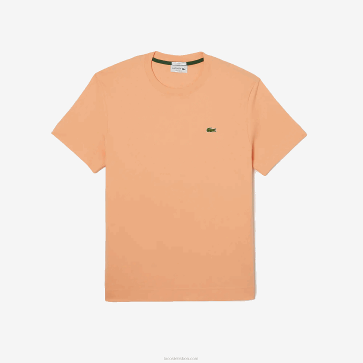 homens Lacoste heb laranja claro camiseta gola redonda de algodão orgânico 08D098