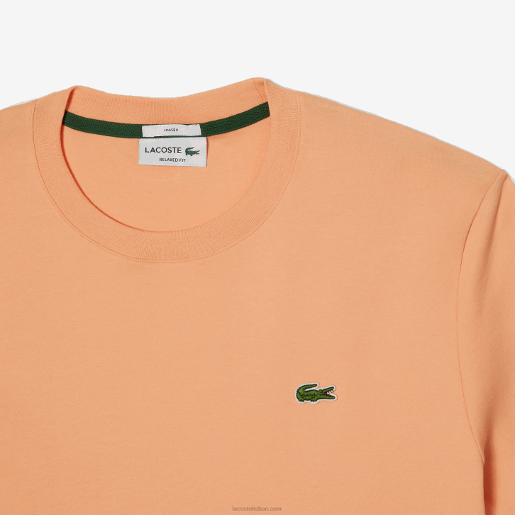 homens Lacoste heb laranja claro camiseta gola redonda de algodão orgânico 08D098