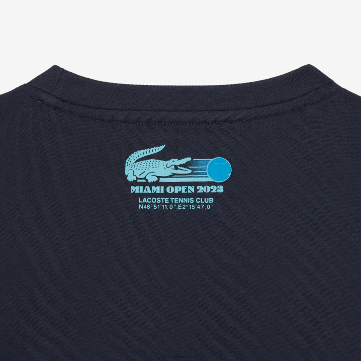 homens Lacoste kxe azul camiseta esporte miami edição aberta 08D0214