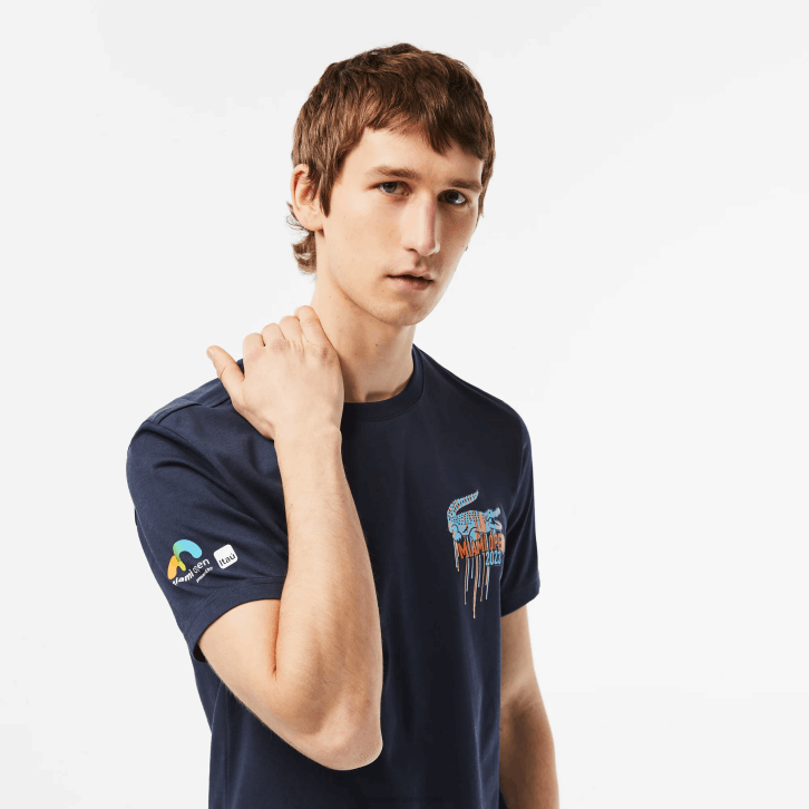 homens Lacoste kxe azul camiseta esporte miami edição aberta 08D0217