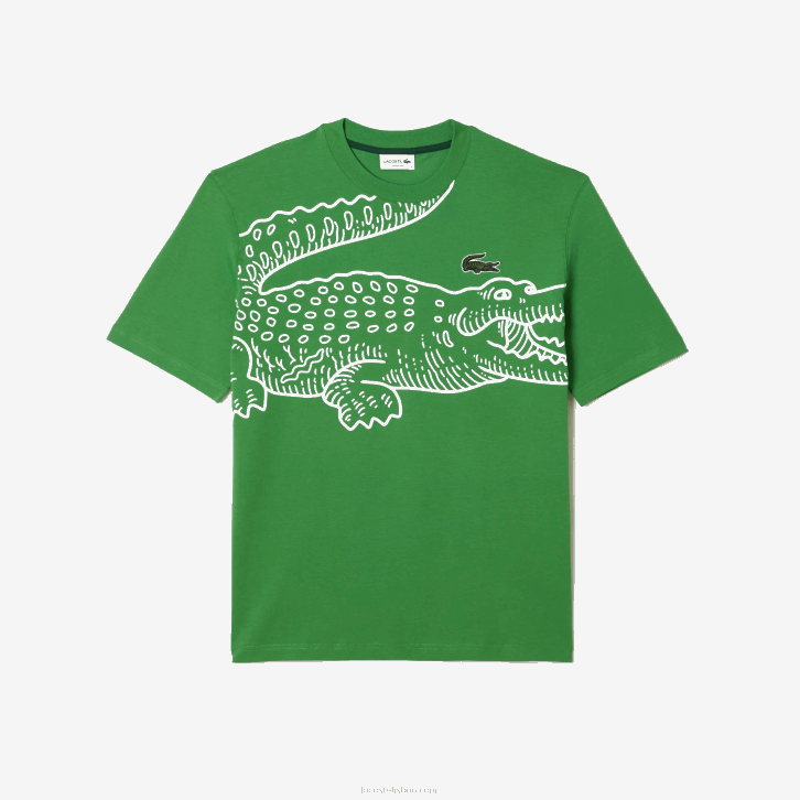 homens Lacoste l94 verde camiseta gola redonda com estampa de crocodilo 08D0256