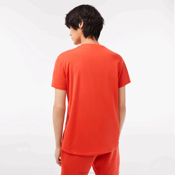 homens Lacoste laranja 02k camiseta de jérsei de algodão pima com decote v 08D039