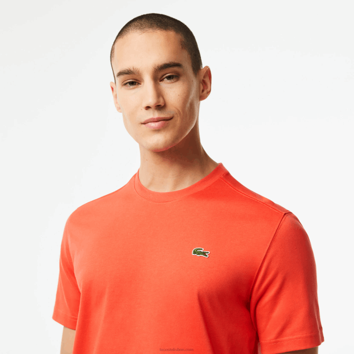 homens Lacoste laranja 02k camiseta esportiva respirável 08D083