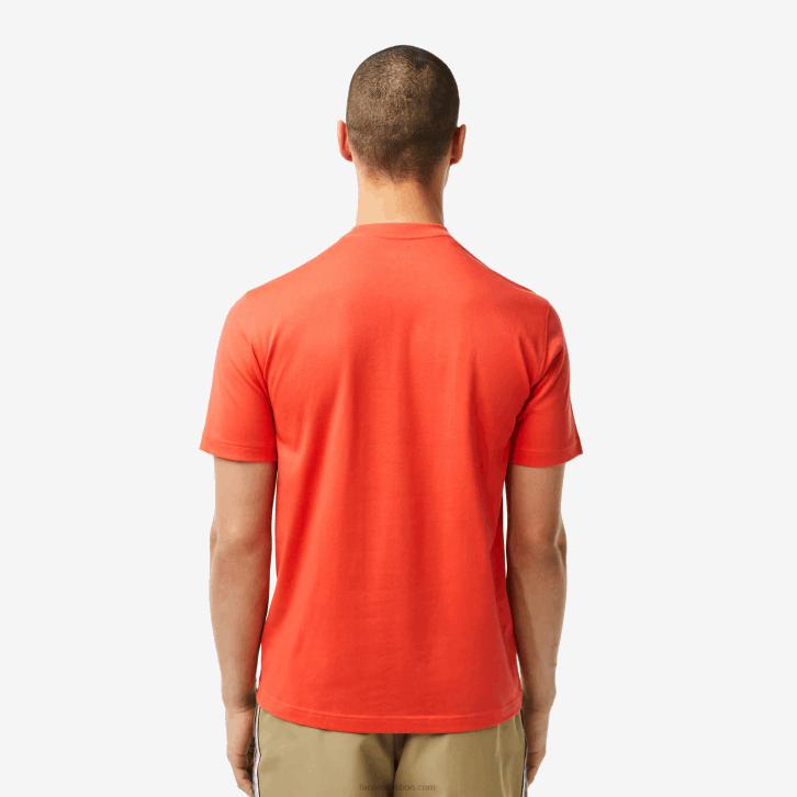 homens Lacoste laranja 02k camiseta esportiva respirável 08D083