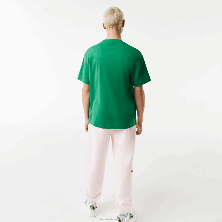 homens Lacoste ldm verde t-shirt de crocodilo oversized de ajuste relaxado 08D0616
