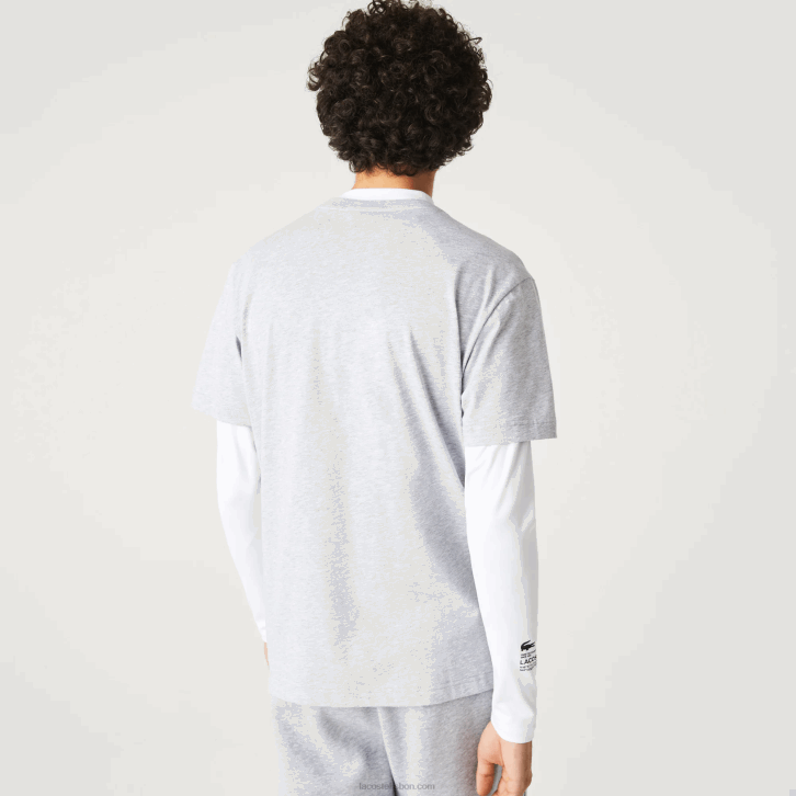 homens Lacoste lombo cinza branco mtg camiseta de marca 08D0831