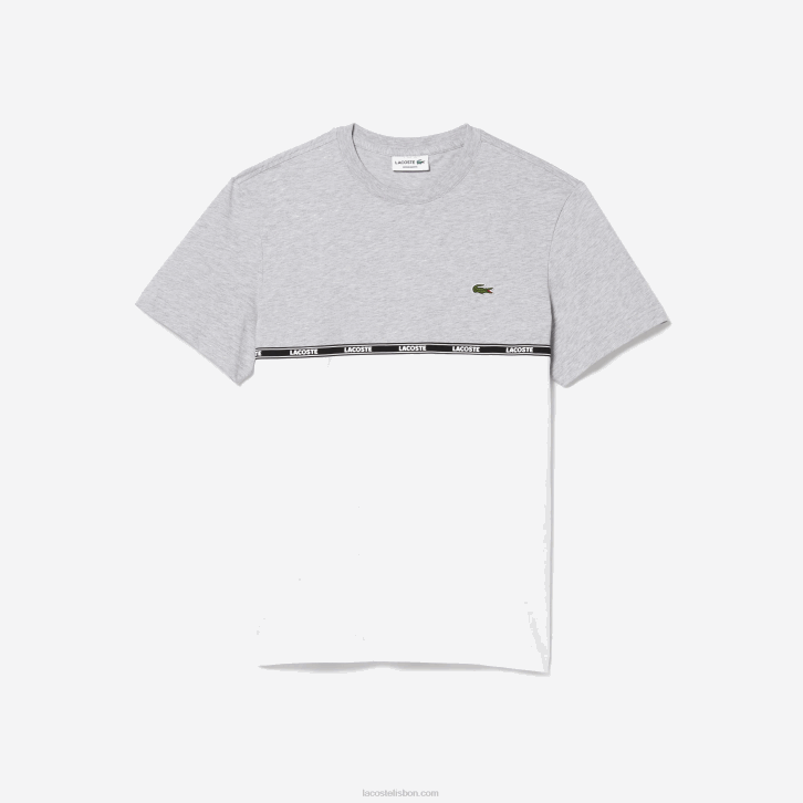 homens Lacoste lombo cinza branco mtg camiseta de marca 08D0831