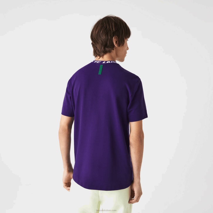 homens Lacoste pfn roxo camiseta de gola de marca de ajuste regular 08D0210