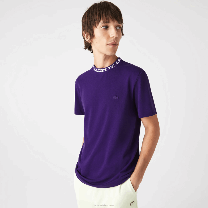 homens Lacoste pfn roxo camiseta de gola de marca de ajuste regular 08D0210