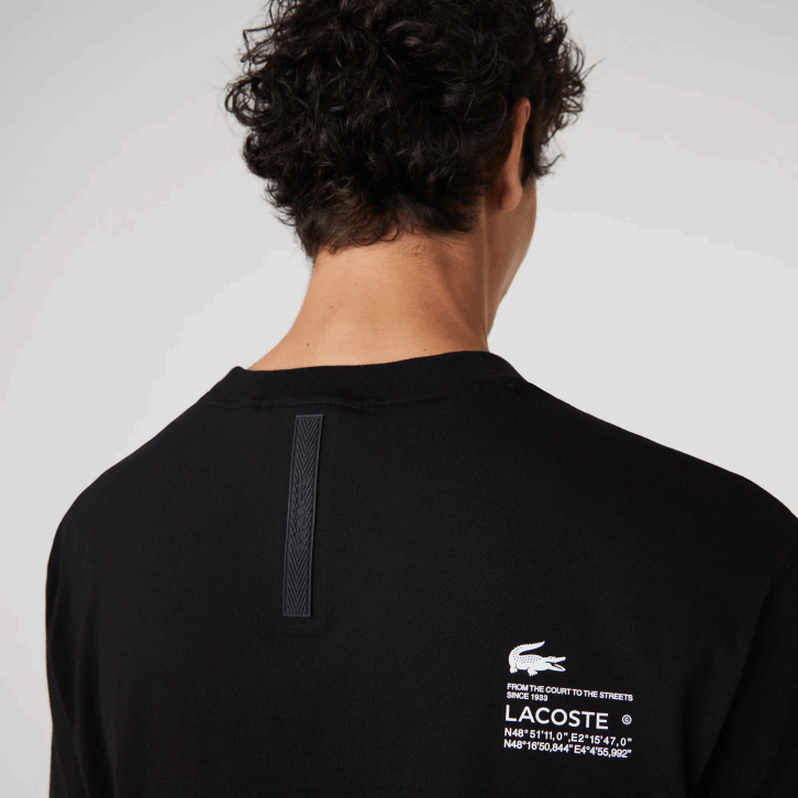 homens Lacoste preto 031 camiseta com estampa de ajuste relaxado 08D0662