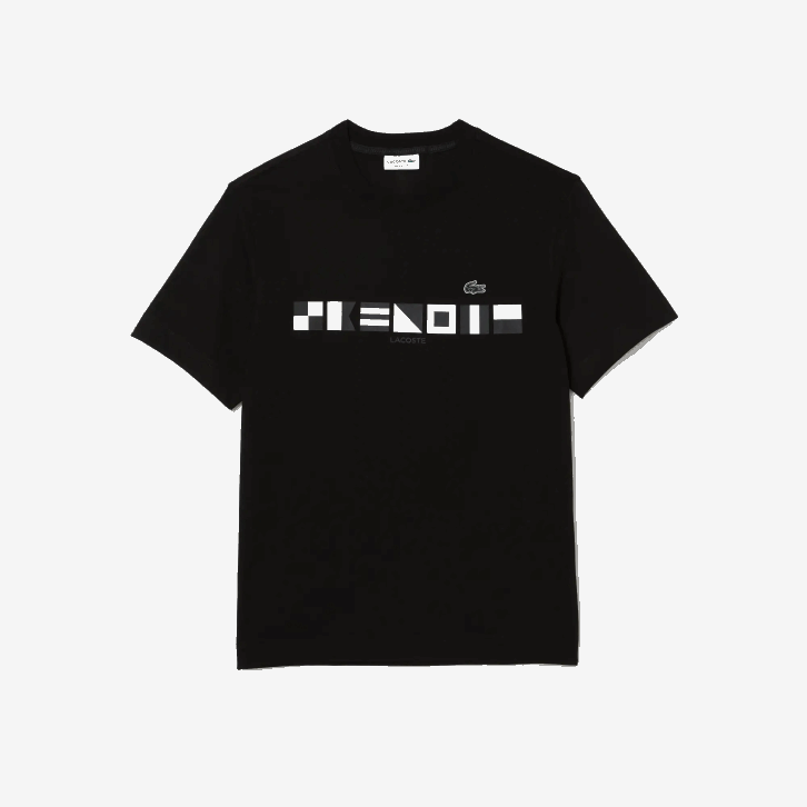 homens Lacoste preto 031 camiseta com estampa de ajuste relaxado 08D0662