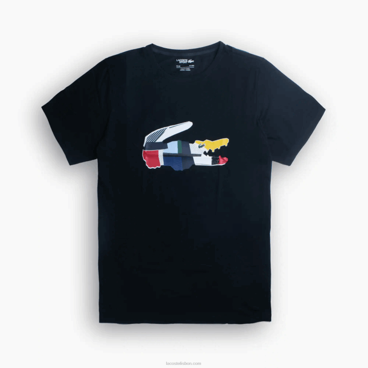 homens Lacoste preto 031 camiseta com estampa de crocodilo xl 08D0888