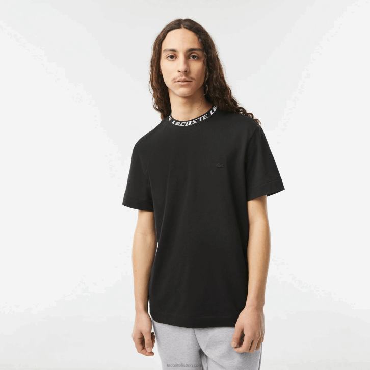 homens Lacoste preto 031 camiseta de gola de marca de ajuste regular 08D0209