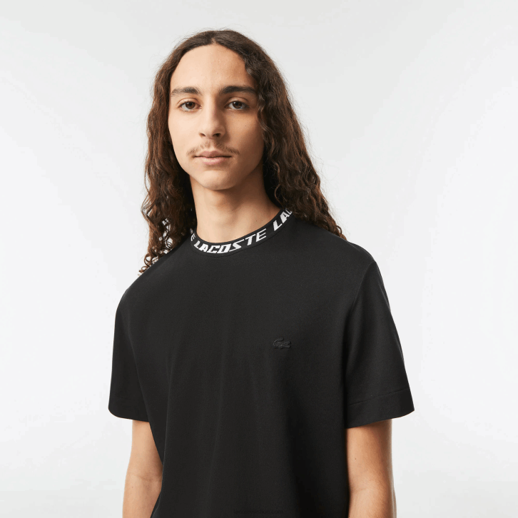 homens Lacoste preto 031 camiseta de gola de marca de ajuste regular 08D0209