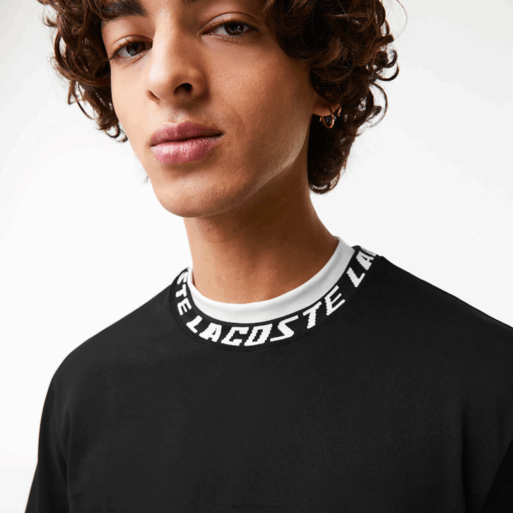 homens Lacoste preto 031 camiseta de gola de marca de ajuste regular 08D0209