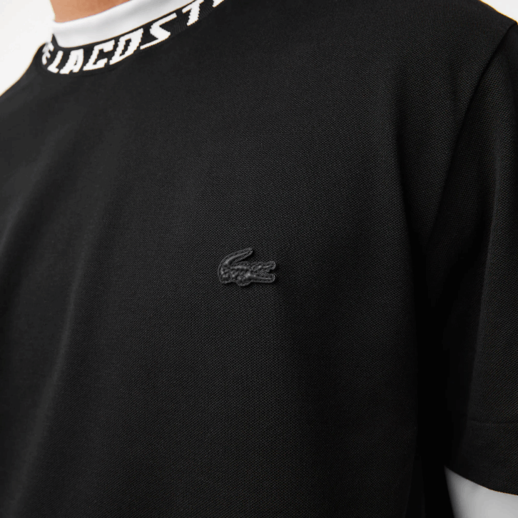 homens Lacoste preto 031 camiseta de gola de marca de ajuste regular 08D0209