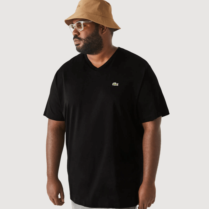 homens Lacoste preto 031 camiseta de jérsei com decote v 08D0714