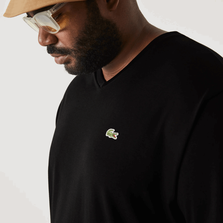 homens Lacoste preto 031 camiseta de jérsei com decote v 08D0714