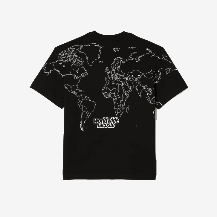 homens Lacoste preto 031 camiseta de jérsei de algodão orgânico de ajuste relaxado 08D0223