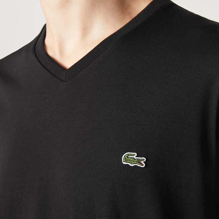 homens Lacoste preto 031 camiseta de jérsei de algodão pima com decote v 08D041