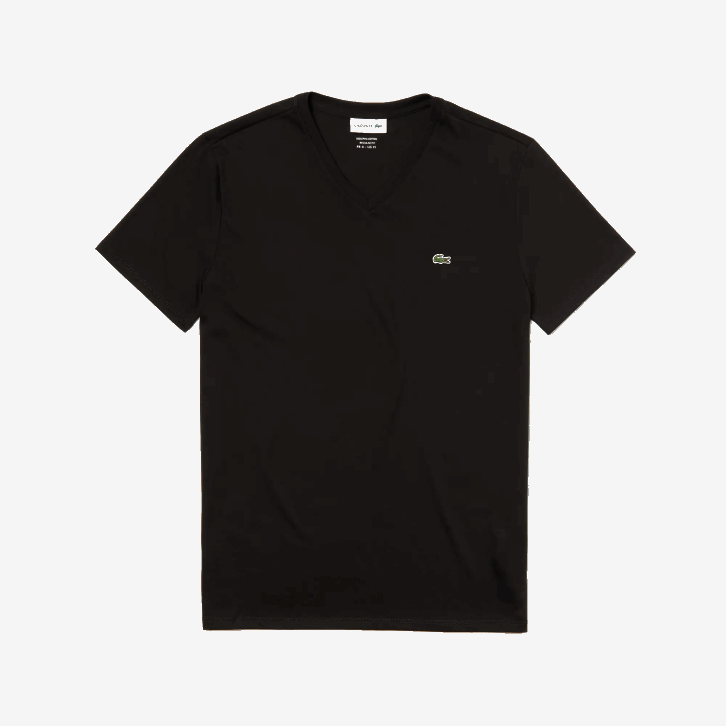 homens Lacoste preto 031 camiseta de jérsei de algodão pima com decote v 08D041