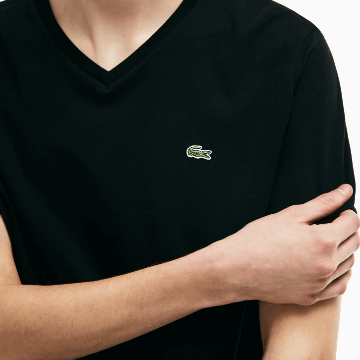 homens Lacoste preto 031 camiseta de jérsei de algodão pima com decote v 08D041